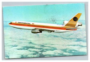 Vintage 1974 Advertising Postcard Continental Airlines DC-10 In Flight