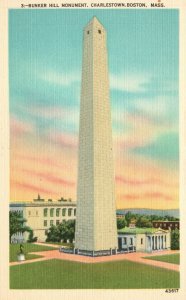 Bunker Hill Memorial Monument Charlestown Boston Massachusetts Vintage Postcard