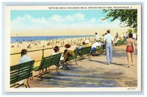 Bathing Beach And Board Walk Ontario Beach Park Rochester New York NY Postcard