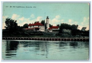 c1910 Old Lighthouse Exterior Building River Lake Kenosha Wisconsin WI Postcard