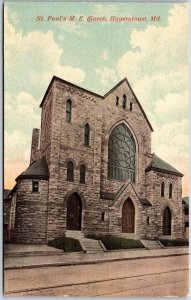 Saint Paul'S United Methodist Church Hagerstown Maryland MD Parish Postcard