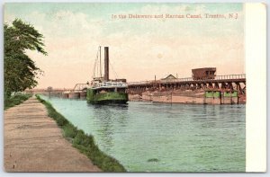 Vintage Delaware and Raritan Canal Trenton NJ Postcard Scenic View