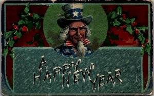 1911 A HAPPY NEW YEAR UNCLE SAM PATRIOTIC ARTHUR HORWITZ POSTCARD 25-94