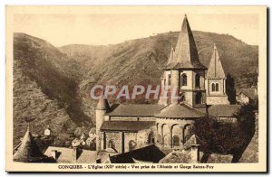 Postcard Old Conques L & # 39Eglise View Jack L & # 39Abside throat and Saint...