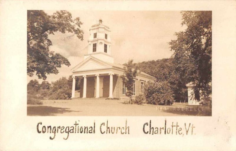Charlotte Vermont Congregational Church Real Photo Vintage Postcard JF235271