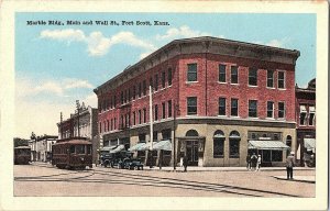 Marble Building Main Wall Street Fort Scott Kans. Vintage Standard View Postcard