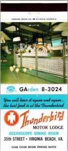 Matchbook Cover - Thunderbird Motor Lodge Virginia Beach VA 30 Strike MB76