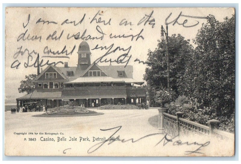 1906 Casino Belle Isle Park Exterior View Detroit Michigan MI Vintage Postcard