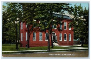 c1910 Public School Exterior View Building Okawville Illinois Vintage Postcard