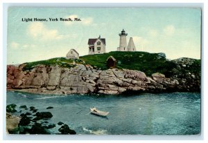 1912 Light House Man Boating York Beach Maine ME Posted Antique Postcard