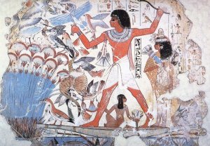 Fowling In The Marshes Nebanum Scribe Cat Hunting Fowl Egypt Postcard