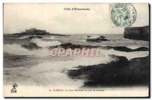 Postcard Old St Malo Fort National One Day Of Storm