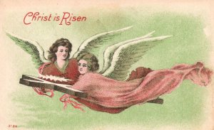 Christ Is Risen Angels Easter Card Wishes And Greetings Vintage Postcard