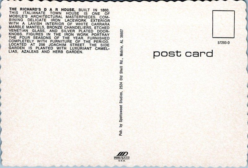 Postcard AL Mobile - The Richard's DAR House