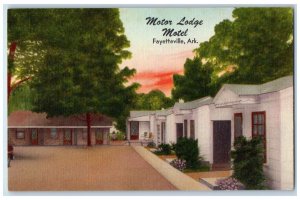 c1940's Motor Lodge Motel & Restaurant Cottage Fayetteville Arkansas AK Postcard