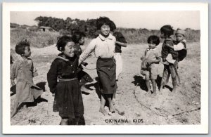 Okinawa Japan 1940s RPPC Real Photo Postcard Okinawa Kids Boys Girls