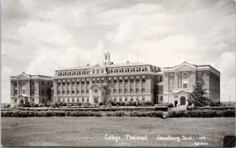 Gravelbourg Saskatchewan College Thevenet Noe Morin RPPC Postcard H12 *as is