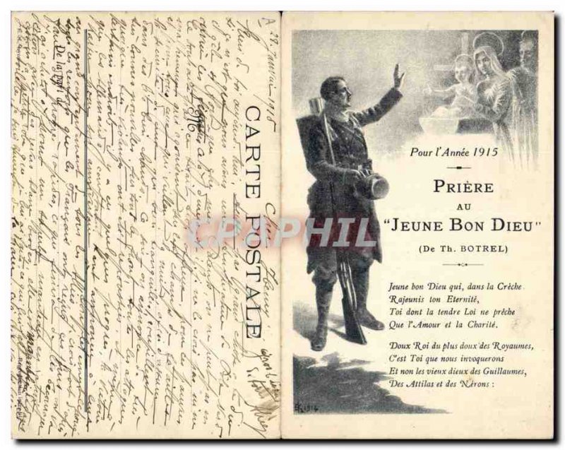 Old Postcard Folklore Young Prayer to God Botrel