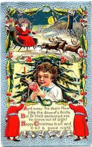 Three Waving Santas Christmas - 1912