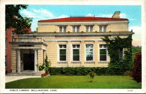 Vtg 1920s Public Library Wallingford Connecticut CT Postcard