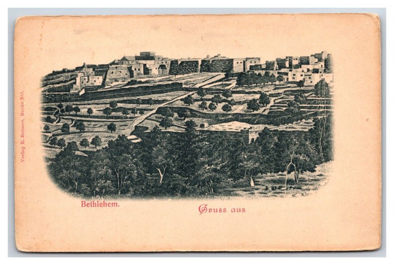 Bethlehem Etching Vignette Palestine UNP Unused UDB Postcard W8