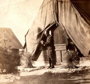 RPPC Real Photo Postcard - US Army - Mexico Conflict - Soldier With Tent