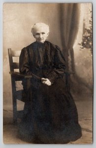 RPPC Very Old Aunt Jane Woman Dark Victorian Dress Studio Postcard P21