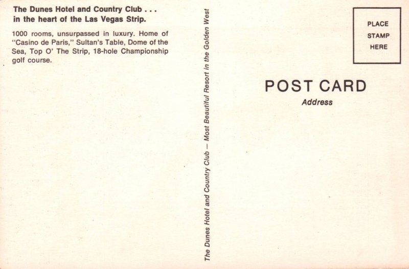 Dunes Hotel,Las Vegas,NV BIN