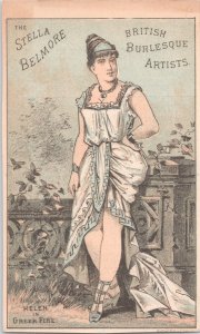 The STELLA BELMORE Troupe Britsh Burlesque Artists Greek Fire Trade Card