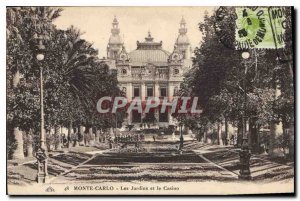 Old Postcard Monte Carlo Gardens and Casino