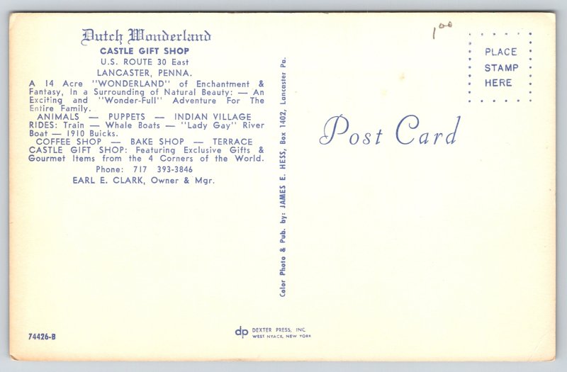 State View~Lancaster Pennsylvania~Dutch Wonderland Castle Gift Shop~Vintage PC