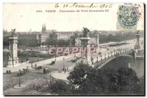 Old Postcard Panorama of Paris Pont Alexandre III