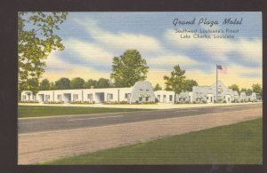 LAKE CHARLES LOUISIANA GRAND PLAZA MOTEL LINEN ADVERTISING POSTCARD LA.