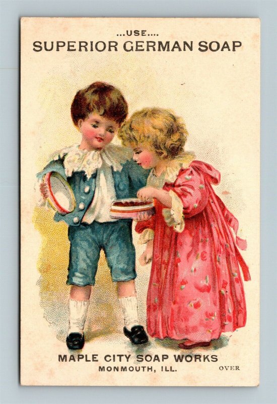 1880's Monmouth Illinois Maple City Soap Works Superior German Soap Trade Card