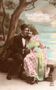 VINTAGE POSTCARD HAPPY MOMENTS ROMANTIC COUPLE c. 1925 CARD 3 OF SET