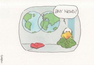 Frog Animal BBC News World Map Style Comic Newsreader Postcard