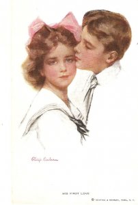 Philip Boileau. A Young Couple. His First Love Old vintage American Postcard