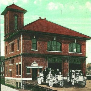 West End Fire Engines & Hall Vancouver Canada BC British Columbia 1910 Postcard
