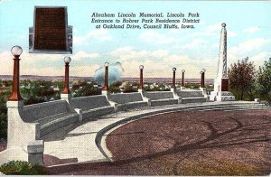 Postcard MONUMENT SCENE Council Bluffs Iowa IA AJ2546