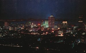 Vintage Postcard Montreal at Night as seen from Mount Royal Quebec Canada