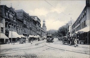 HAVERHILL MA Main Street Showing Trolley c1910 Postcard