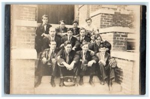 c1907 Baseball Ball Glove Players High School Brooklyn NY RPPC Photo Postcard