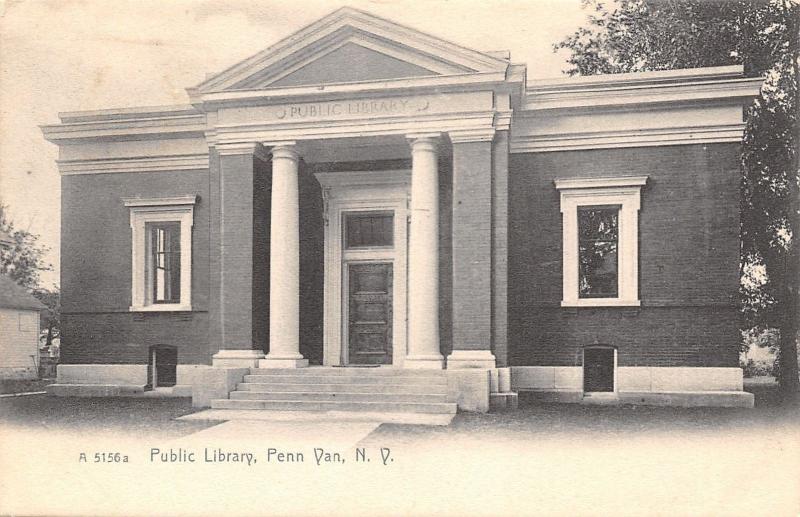 Penn Yan NY~Carnegie Public Library~Main Street~B&W 1905 Rotograph Postcard 