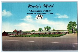 c1940 Woody's Motel & Restaurant Cottage Roadside Russellville Arkansas Postcard