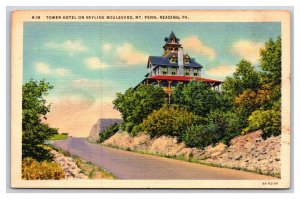 Tower Hotel Mt Penn Reading Pennsylvania PA UNP Linen Postcard N20