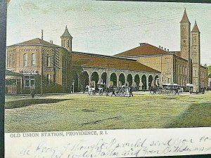 Postcard Antique View of Old Union Railroad Station in Providence, RI.  aa1