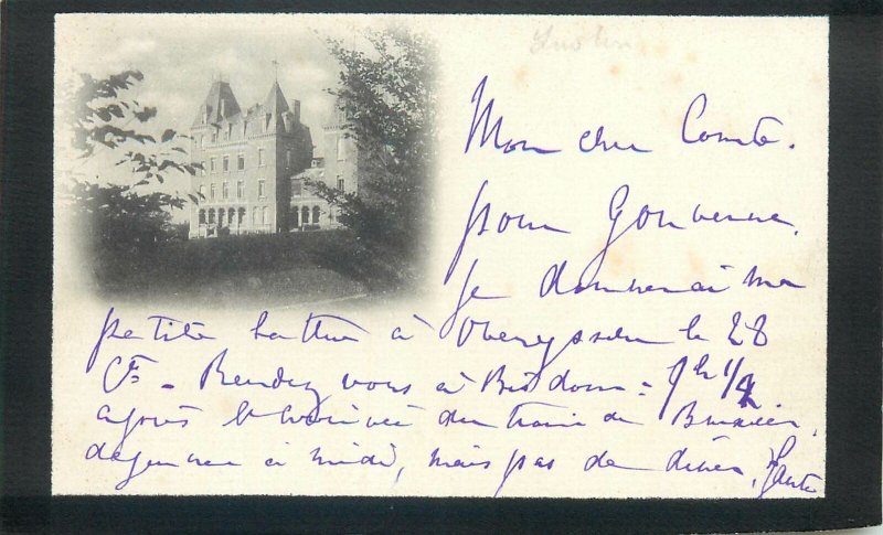 Postcard Real photo place to identify castle letter