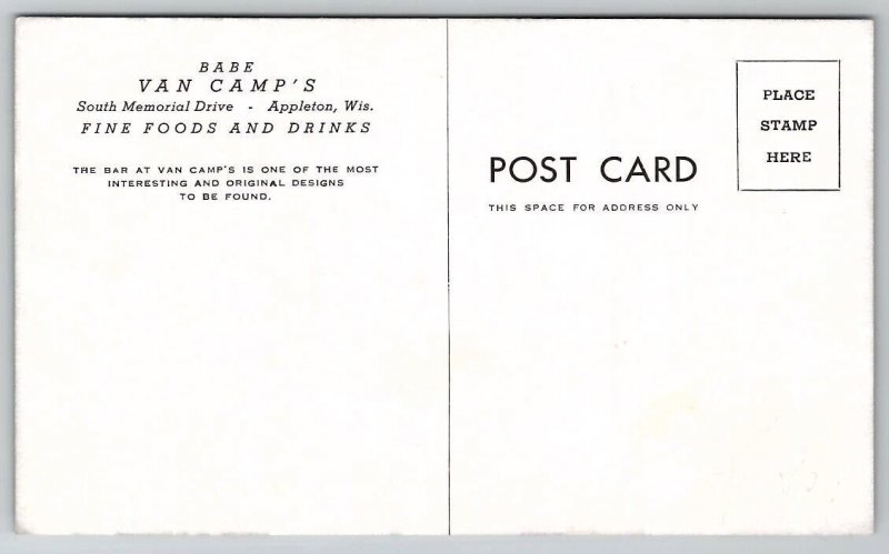 Appleton WI  Babe Van Camp's Club Restaurant Wisconsin Postcard E28