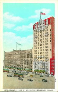 Vtg 1930s Teich Postcard - Hotel Atlantic Chicago - Advertising Postcard w Rates