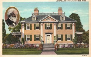 Vintage Postcard Longfellow House Tourists & Sightseers Cambridge Massachusetts
